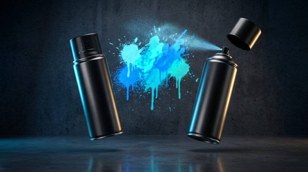 A sealed cylindrical spray can representing CS2 graffiti