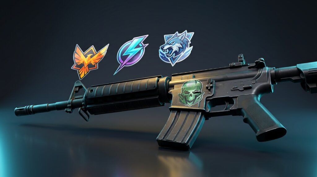 Four glossy vinyl CS2 stickers ready to be crafted