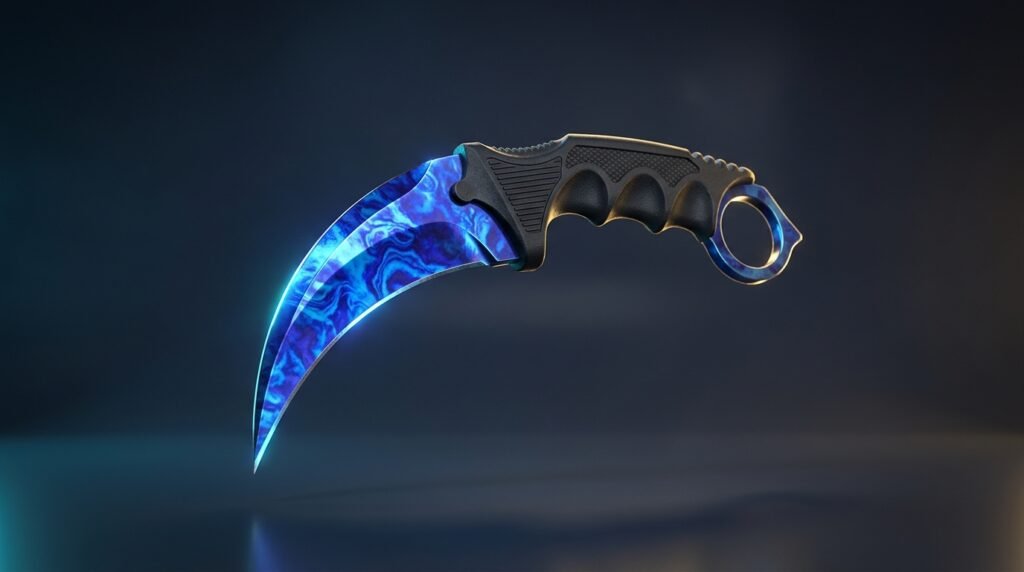 Karambit Case Hardened met diep blauw blade patroon