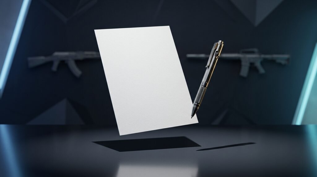 A single blank sheet of heavy paper symbolising terms of service